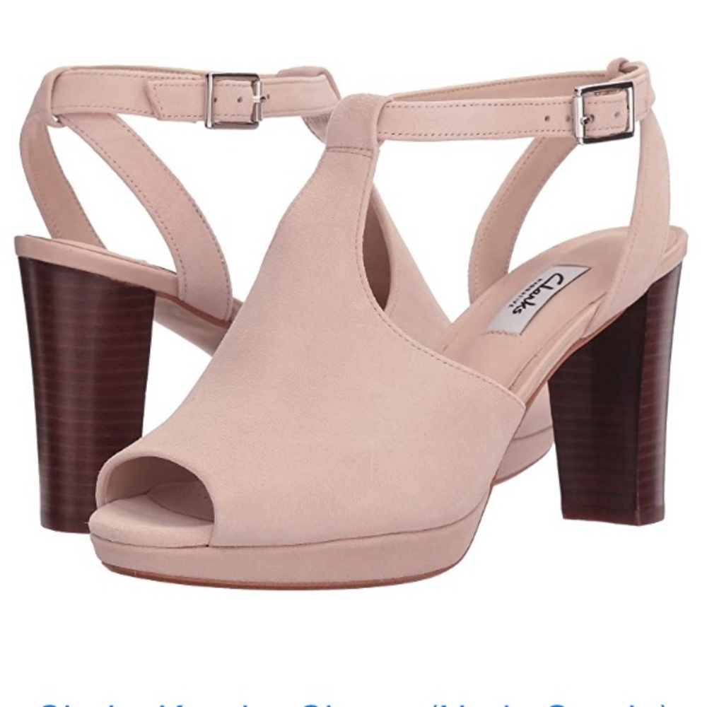 CLARKS DRESSY PEEP-TOE HEELED PLATFORM SANDALS “KENDRA”